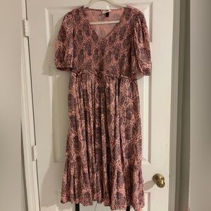 Universal Thread Pink and Black Paisley Midi Dress